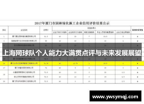 上海网球队个人能力大满贯点评与未来发展展望